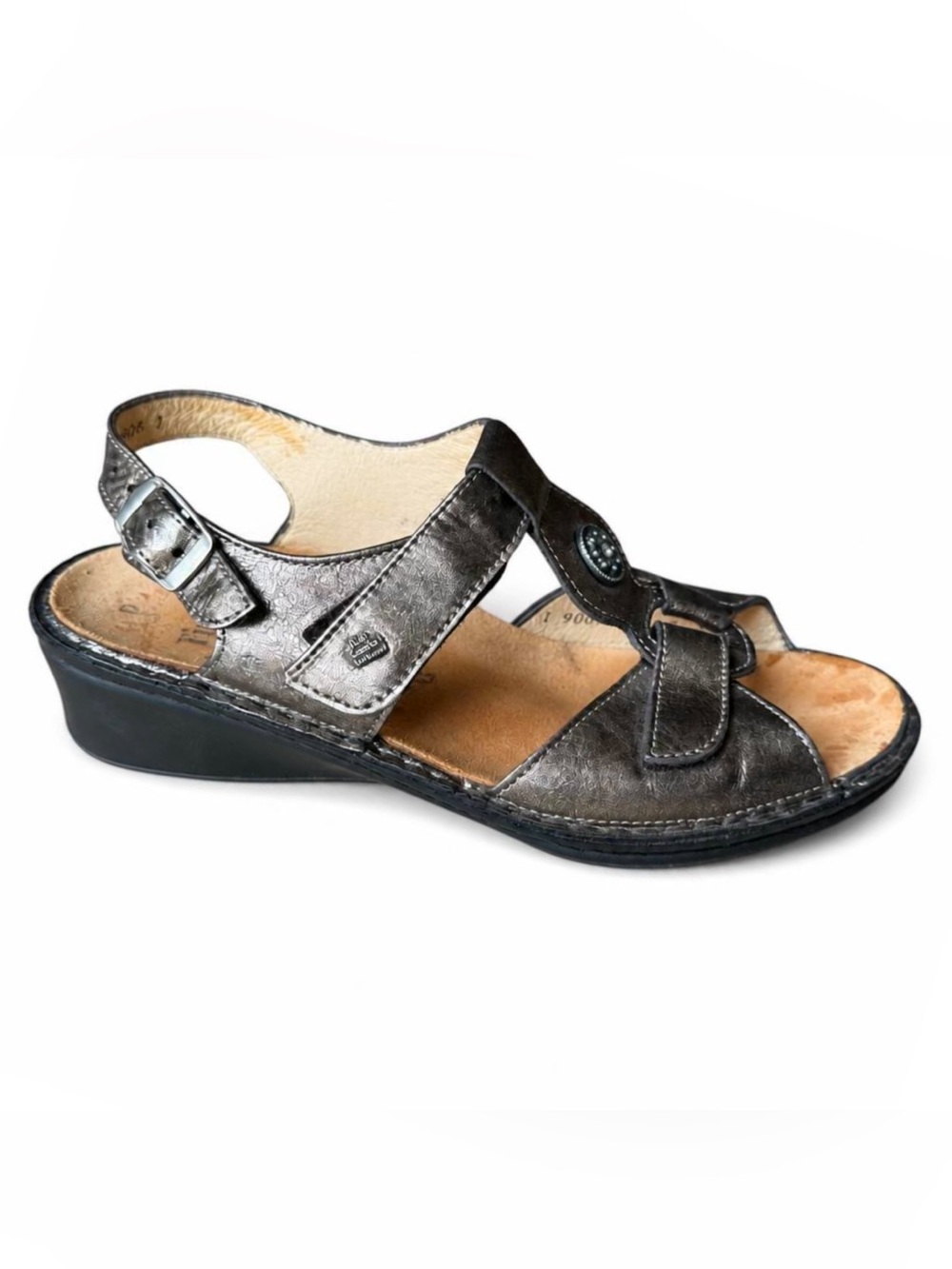 Finn Comfort Adana Metallic Bronze Leather Comfort Sandals Germany US 7.5 READ